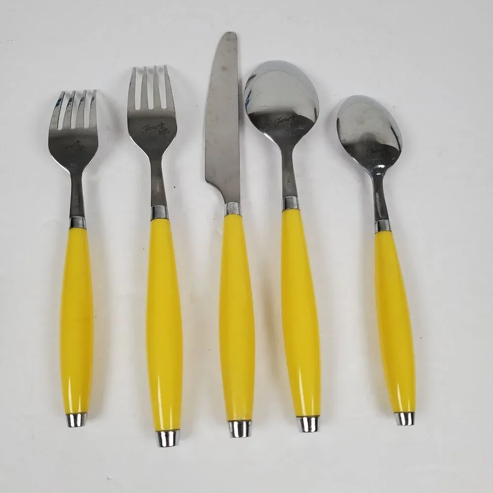 Fiesta Flatware 5pc PLACE SETTING Round Handle Sunflower